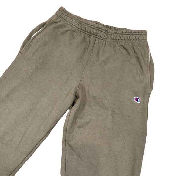 Champion Logo Leg Sweatpants Joggers Olive Green Drawstring Elastic Size Small - Picture 3 of 10